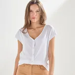 Tričko s výstřihem do V a knoflíčky bílá 54
