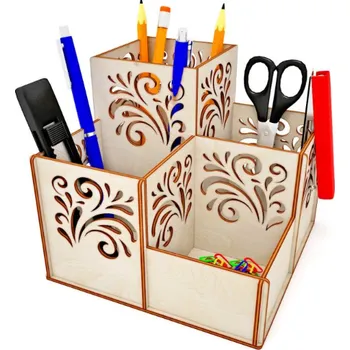 Party dekorace Dřevěný stojánek na tužky – organizér na psací potřeby