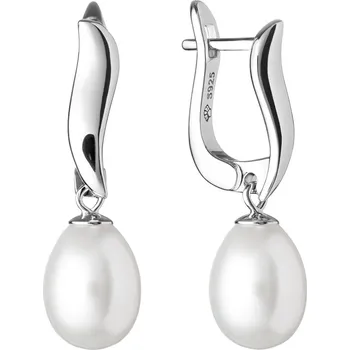 Náušnice Gaura Pearls Stříbrné náušnice s řiční bílou perlou Anna, stříbro 925/1000 SK20201EL/W Bílá