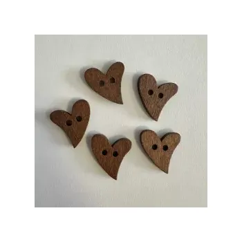 Knoflík Knoflík dřevěný srdíčko 20x20 mm