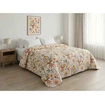 Přehoz na lůžko Přehoz na postel FLORAL RIBBON, krémový Rozměr: 220 x 240 cm