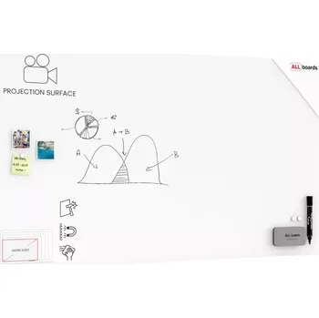 Allboards Skleněná projekční magnetická matná tabule 180x100 cm, TSO180x100P4