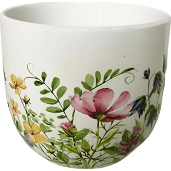 Květináč Keramický květináč s motivem lučního kvítí CH 14 cm