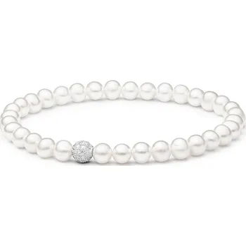 Náramek Gaura Pearls Perlový náramek se zirkony Rosie - sladkovodní perla, Ag 925/1000 194-74B 19 cm Bílá