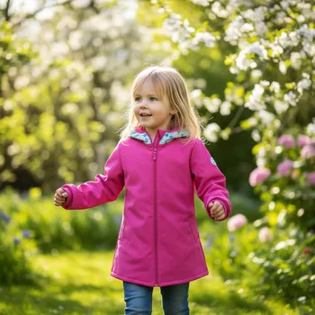 Dívčí kabát AKCE Softshellový kabátek s fleecem, Chameleon, tmavě růžový, vel 134 (Dívčí softshellový kabátek s fleecovou podšívkou – jaro/podzim)