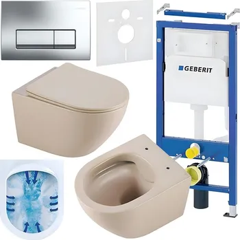 Klozet BPS-koupelny Podomítkový modul Geberit DuoFix s WC mísou MU-CAP-RIM-03 + ovládací tlačítko Delta 50 chrom