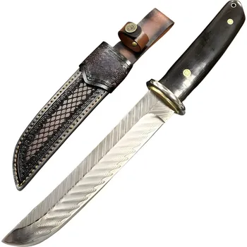 Kuchyňský nůž IZMAEL Damaškový outdoorový nůž BR 39486 Hnědá 20 cm