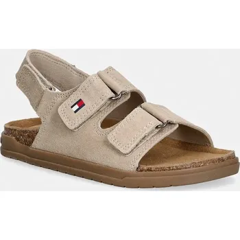 Dívčí sandály Dětské semišové sandály Tommy Hilfiger T3X2.34394.22.34 béžová 08X, EUR 27