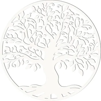 Dřevěný strom života Livia - dekorace na zeď, BÍLÁ Barva: bílá, velikost: 20 cm