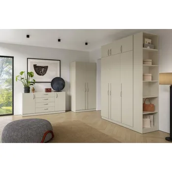 Předsíňová sestava B3, kolekce BRAGA- kašmír, kovové úchyty, 435 x 210 cm