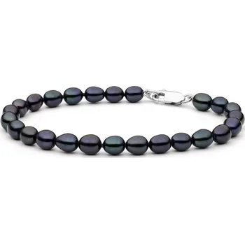 Náramek Gaura Pearls Stříbrný náramek s černou perlou Averill - stříbro 925/1000 FCB365-B 18 cm Černá