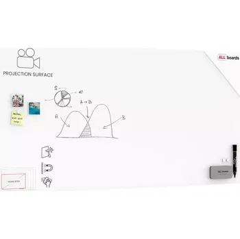 Allboards Skleněná projekční magnetická matná tabule 200x100 cm, TSO200x100P4