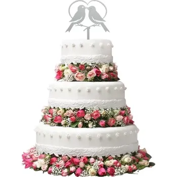 Svatební dekorace Zápich Ptáčci v srdci PLA | svatební dekorace na dorty, kytice a aranžmá