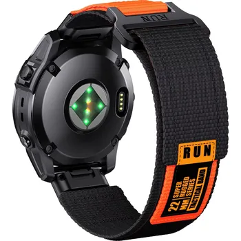 Řemínek na hodinky Runcool nylonový QuickFit řemínek pro Garmin 26mm - Černo/oranžový IR-AWGW-0623