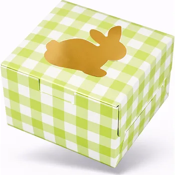 Krabička na výslužku Cake star Velikonoční krabička kostka zelená 10x10x6,5 cm