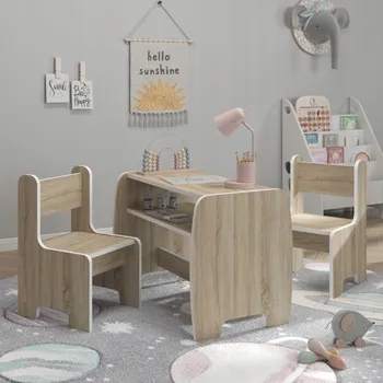 Dětský stůl Dětský set - stůl a 2 židle s úložným prostorem - Sonoma