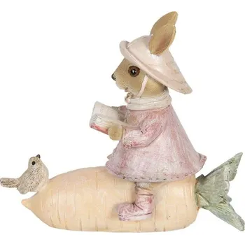 Velikonoční dekorace Clayre & Eef Velikonoční dekorace - Zaječice na mrkvi čte ptáčkovi