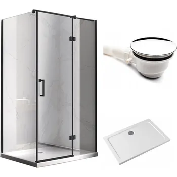 BPS-koupelny Obdélníkový sprchový kout HYD-OK03D 120x100 černá/transparent + vanička HYD-OSV-ST06C bílá
