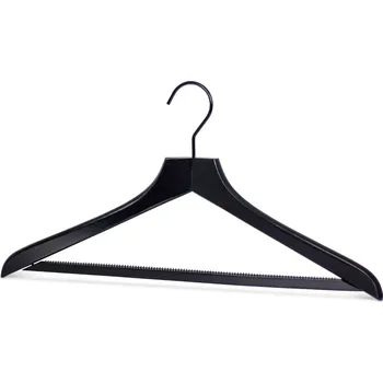 Ramínko MAWA Dřevěné ramínko All in black s kalhotovou tyčí s vroubkováním, černé