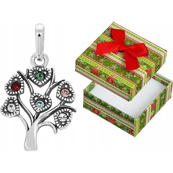 Přívěsek Stříbrný Přívěsek Amulet se Zirkony Strom Života Oxidovaný Přívěsek