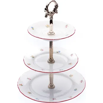 Talíř Thun Rulak Zettlitz Etažérka, Ophelia házenka s červeným proužkem, Thun RZ