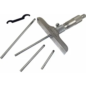 Mikrometrický hloubkoměr K-MET 0-100 mm/0.01mm, ČSN&nbsp;25&nbsp;1442, DIN&nbsp;863 (7103)