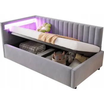 Postel Jednolůžková dřevěná postel Arhatreya 90x200 cm šedá