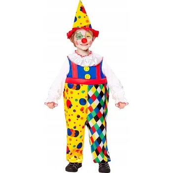 Karnevalový kostým KOSTÝM KLAUNA CLOWN V PUNTÍKÁCH A KOSTCE VELIKOST 104