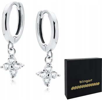 Náušnice Stříbrné NÁUŠNICE kruhy s kvítky a ZIRKONY, visací, rhodiované STŘÍBRO 925