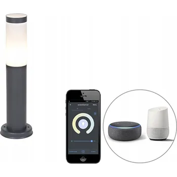 Bezpečnostní kamera Osvětlovací sloupek kulatý QAZQA patice E27, 45 cm, šedý