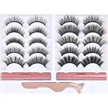 Umělé řasy Magnetické Řasy 10 PÁRŮ Umělé DLOUHÉ Sada XXXL + PINZETA + 2X EYELINER