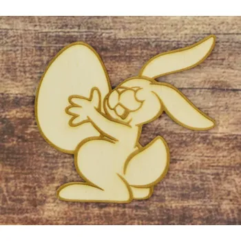 Velikonoční dekorace Gravírovaný zajíček s vajíčkem Barva: přírodní, velikost: 5 cm