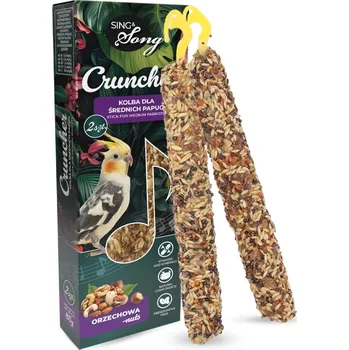Krmivo pro ptáka SING&SONG cruncher pro střední papoušky 85g ořechový