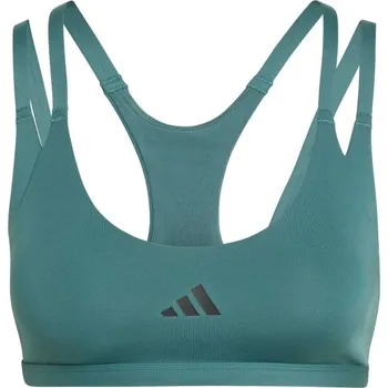 Podprsenka Dámská sportovní podprsenka adidas OPTIME STRAPPY LS BRA XL Tmavě zelená, Černá