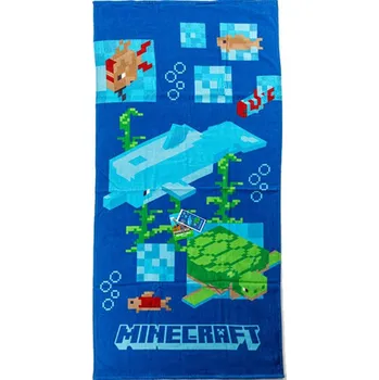 Carbotex Dětská bavlněná osuška MINECRAFT pod vodou modrá 70x140cm
