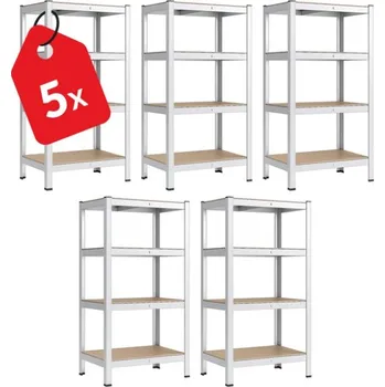 Dílenský regál Výprodej-regálu.cz Regál 1800x900x300 mm zinkovaný 4-policový, nosnost 700 kg - 5ks