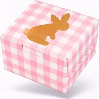 Krabička na výslužku Cake star Velikonoční krabička kostka růžová 10x10x6,5 cm