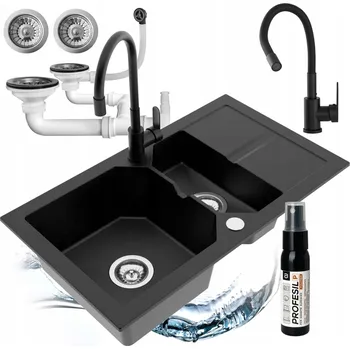 Granitový dřez Dřez jednopůlkový Milo Kenzo granit černý