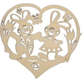Velikonoční dekorace Zajíčci v srdíčku Barva: přírodní, velikost: 7 cm
