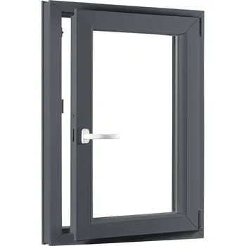 Okno SKLADOVÁ-OKNA.cz Jednokřídlé plastové okno sklepní 600x800 mm mm, antracit / bílé, dvojsklo, pravé, OLIMPIA 60 AD Bílá dovnitř / Šedá antracit ven (struktura písek)