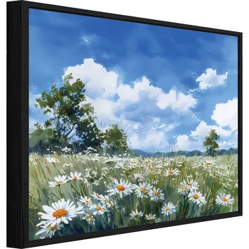 Obraz OBRAZ V ČERNÉM RÁMU NA PLÁTNĚ KVĚTINOVÉ POLE PŘÍRODA OBÝVACÍ POKOJ LOŽNICE 100x70