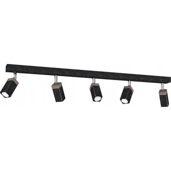 Milagro Stropní svítidlo SOLO SAWN BLACK / PATINATED WOOD 5x mini GU10 lampa