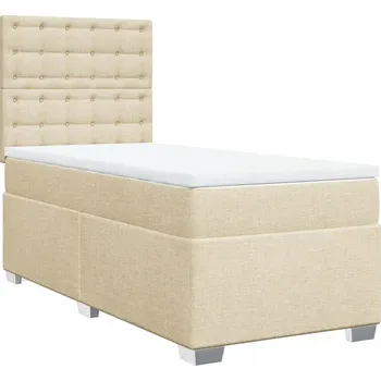 Postel Čalouněná jednolůžková postel VidaXL 90x190 cm, béžové odstíny