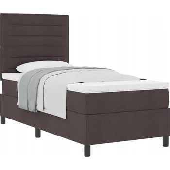 Postel Tmavě hnědá postel s pružinovou matrací a nastavitelnou výškou 203 x 100 x 128 cm