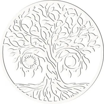 Dřevěný strom života slunce a měsíc - dekorace na zeď, BÍLÁ Barva: bílá, velikost: 30 cm