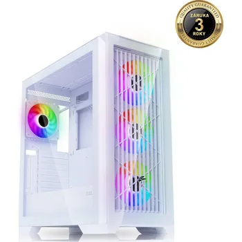 PC skříň EVOLVEO Ptero Q2G, skříň ATX, 4x ARGB ventilátor, skleněná bočnice + přední panel, bílá