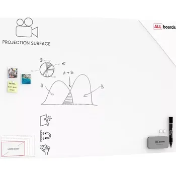 Allboards Skleněná projekční magnetická matná tabule 180x120 cm, TSO180x120P4