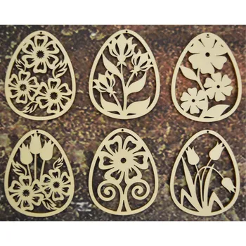 Velikonoční dekorace Velikonoční sada vajíček s květy 6ks