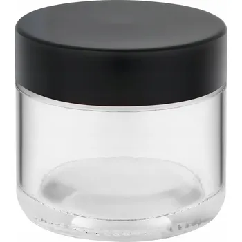 Sklenice Průhledná sklenice na svíčky 60 ml s černým plastovým víčkem