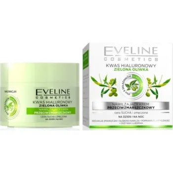 Pleťový krém Eveline Cosmetics Hyaluronic Acid Green Olive Anti-Wrinkle Moisturising Cream - Vyživující krém proti vráskám 50 ml